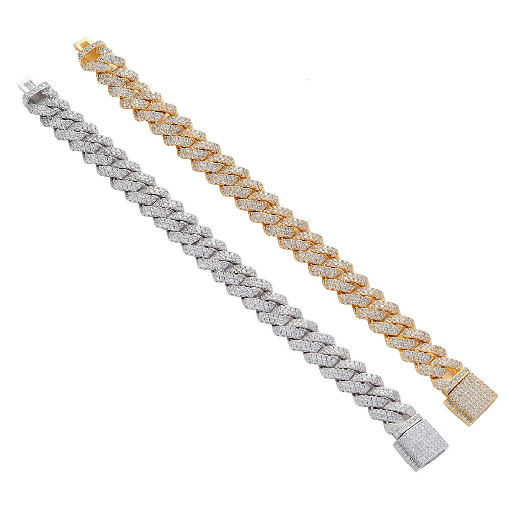 13mm 7inch 8inch Brass Iced Out Bling Chain Bracelet for men Jewelry Brass CZ Cuban Bracelet hip hop BB004 241225