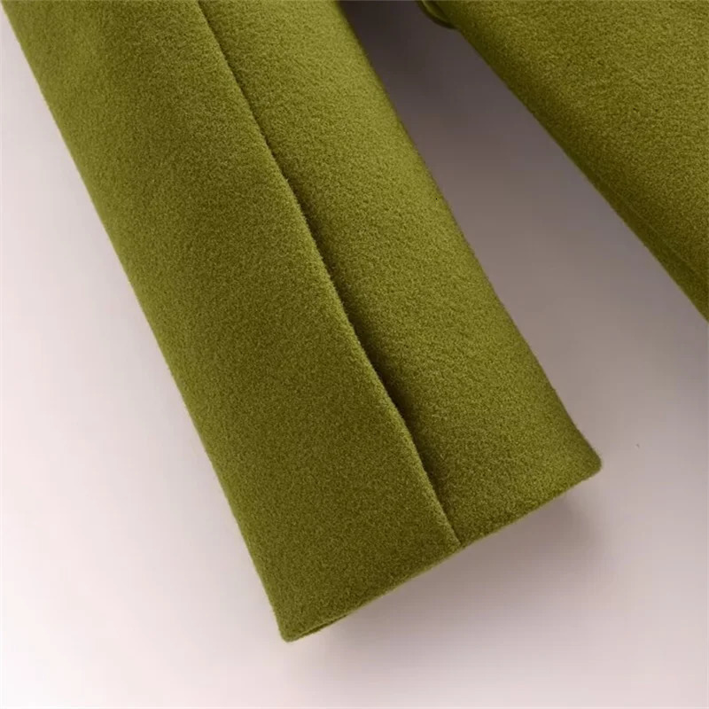KEYANKETIAN 2024 Winter Womens Green Wool Coat Classic Fashion Double Breasted Flap Pockets Thick Long Outerwear Greatcoat 241225