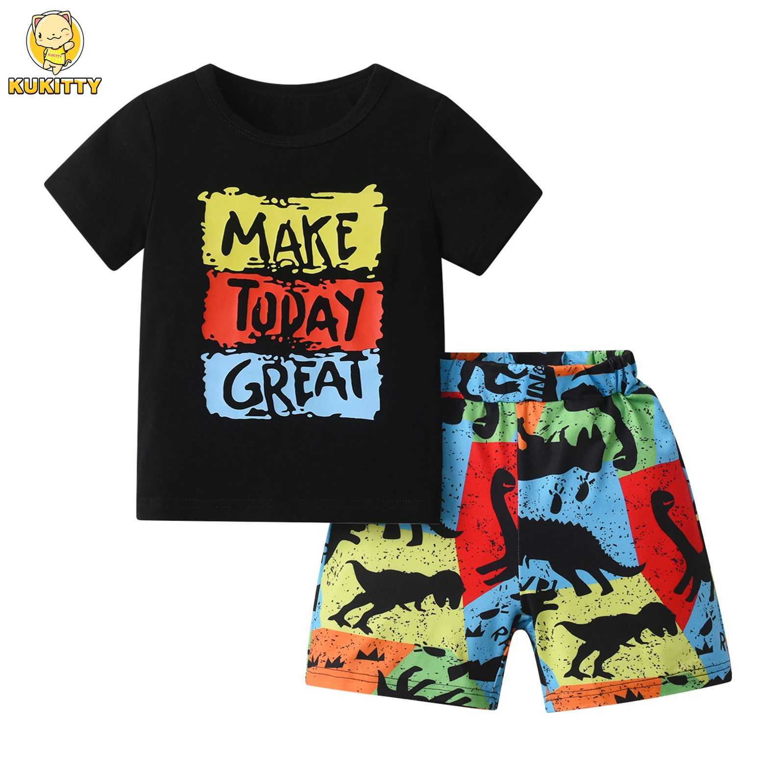 Clothing Sets 1-5Y Toddler Kids Boys 2pc Clothing Sets Summer Colorful Printed Cotton T-shirts+Shorts Fashion Sport Suit for Children BoysY241225FGSK