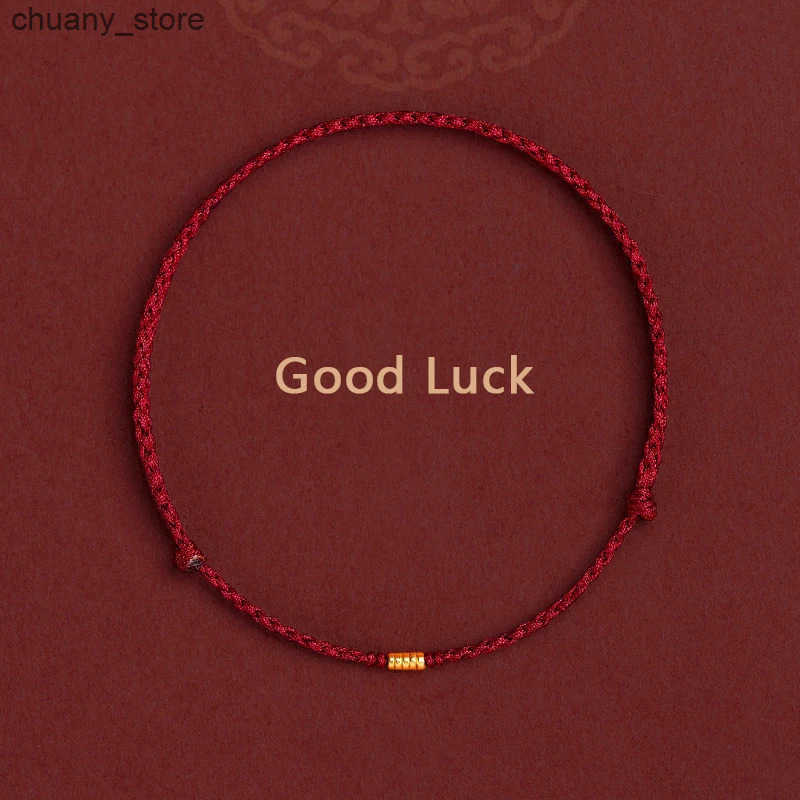 Chain Fashion Handmade Gold Color Beads Red Rope Good Lucky Bangles Adjustable Charm s For Women Men Lovers Gift L240910 L0910