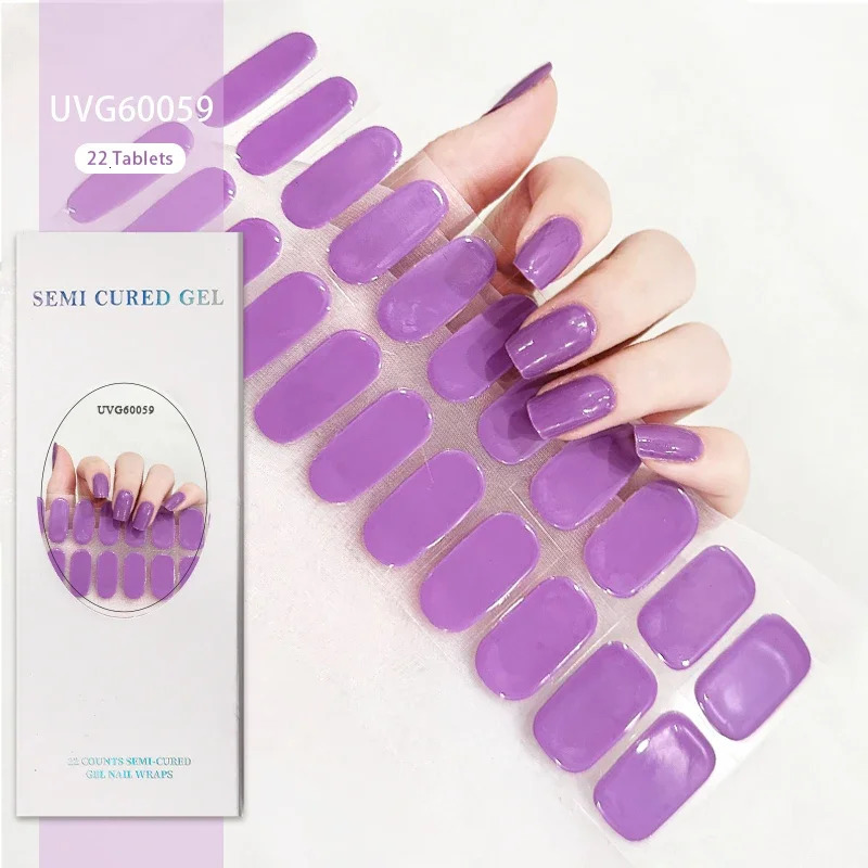 Semi-Cured Gel Nail Strips Full Adhesive Waterproof Semi-painted Gel Nails Sticker Harden In UV Lamp Need French Manicure 241225