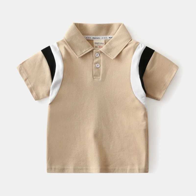 Summer Kids Fashion Breathable Cotton Polo Shirt Tops Boys Casual Short Sleeve T-Shirt with Contrast Color Ages 2-7 OptionalXJ241225