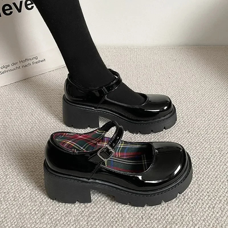 Shoes Ladies Spring Fashion Mary Janes Shoes Women Classics Office Buckle Strap Platform Square Heel Women Pumps 241225