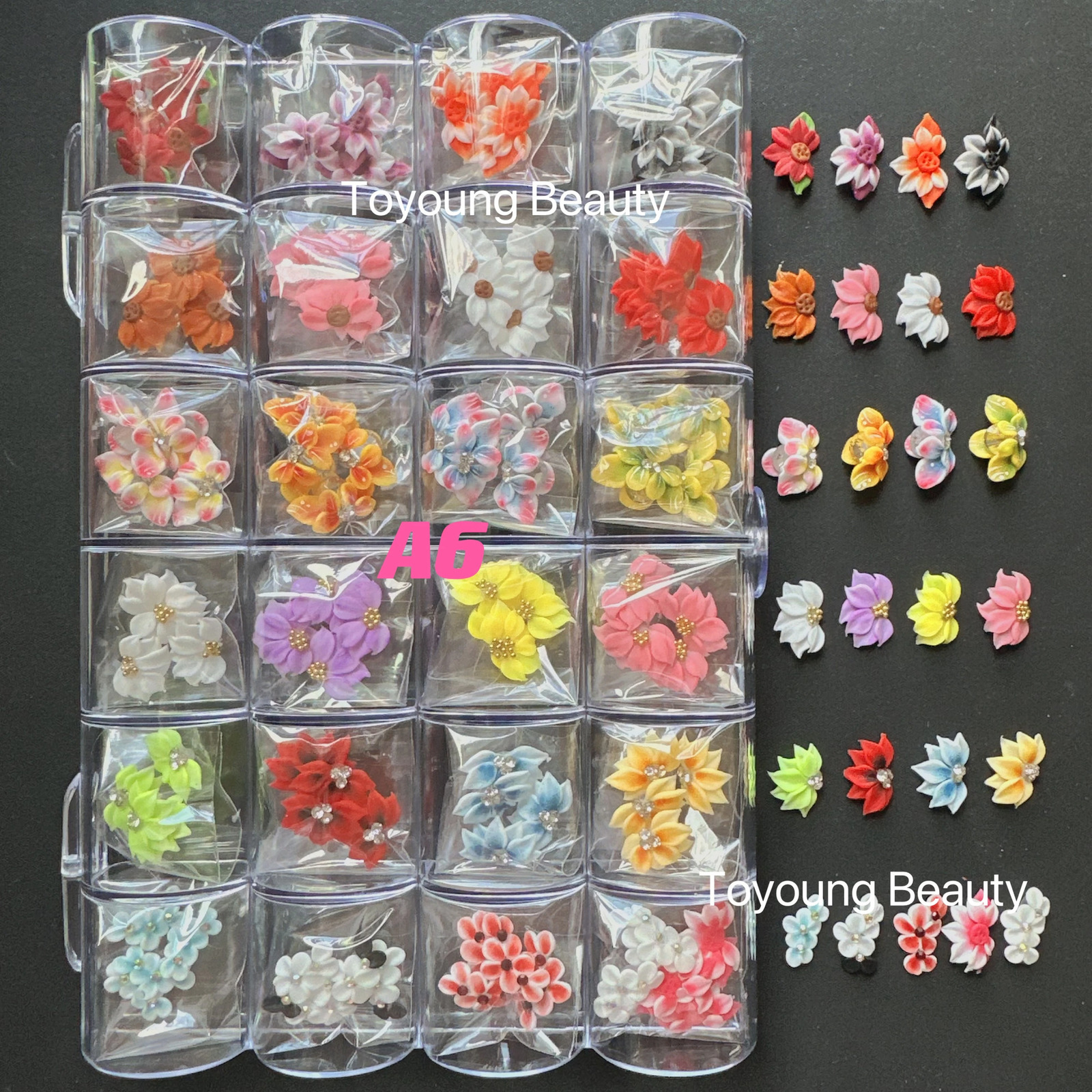 100PCS Nail Acrylic Flower 3D Pearl Bow Butterfy Jewelry Handmade Christmas Kawaii Nail Art Charms Customize Decoration Stickers 241225