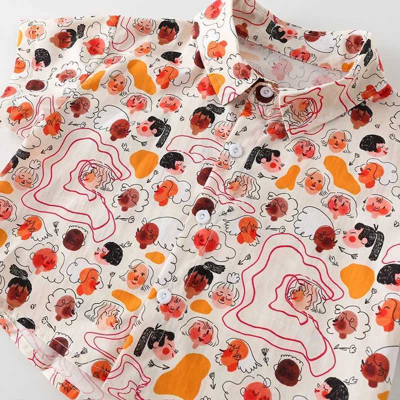 Clothing Sets Summer Boy Clothes Set Printing Short Sleeve Lapel Shirts and Shorts Suit Childrens Boys Top and Bottom Fashion Beach ClothingY241225X3F