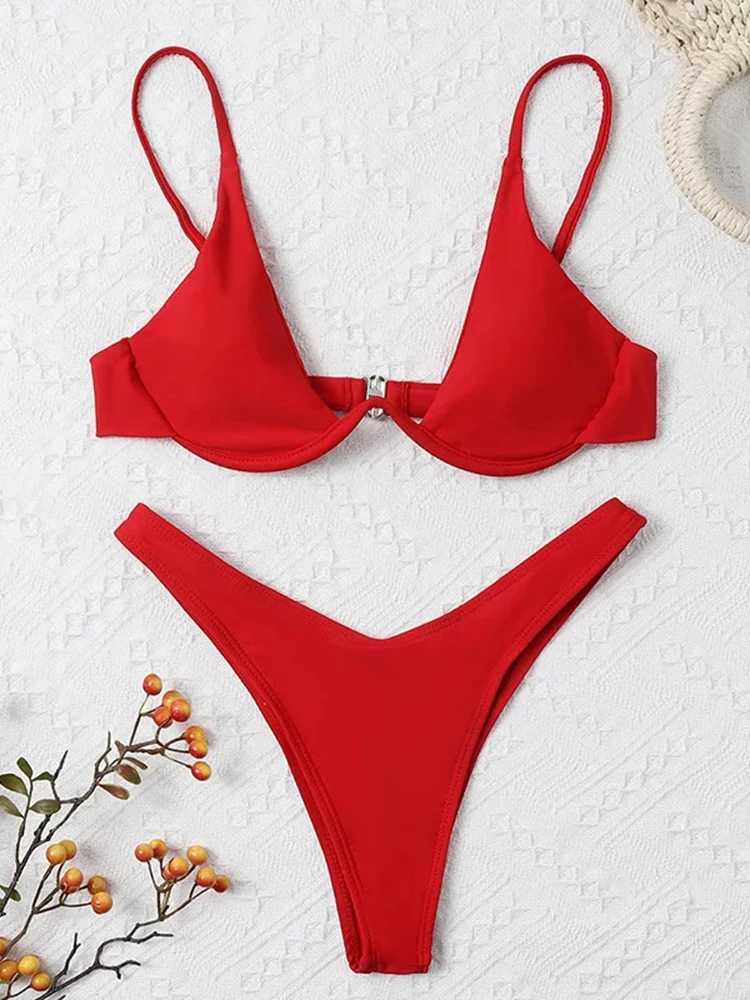 OIINAA swimsuit womens sexy solid bikini set two-piece beachwear 2024 summer fashion thong swimsuit bathroom swimsuit bikini swimsuitW241225