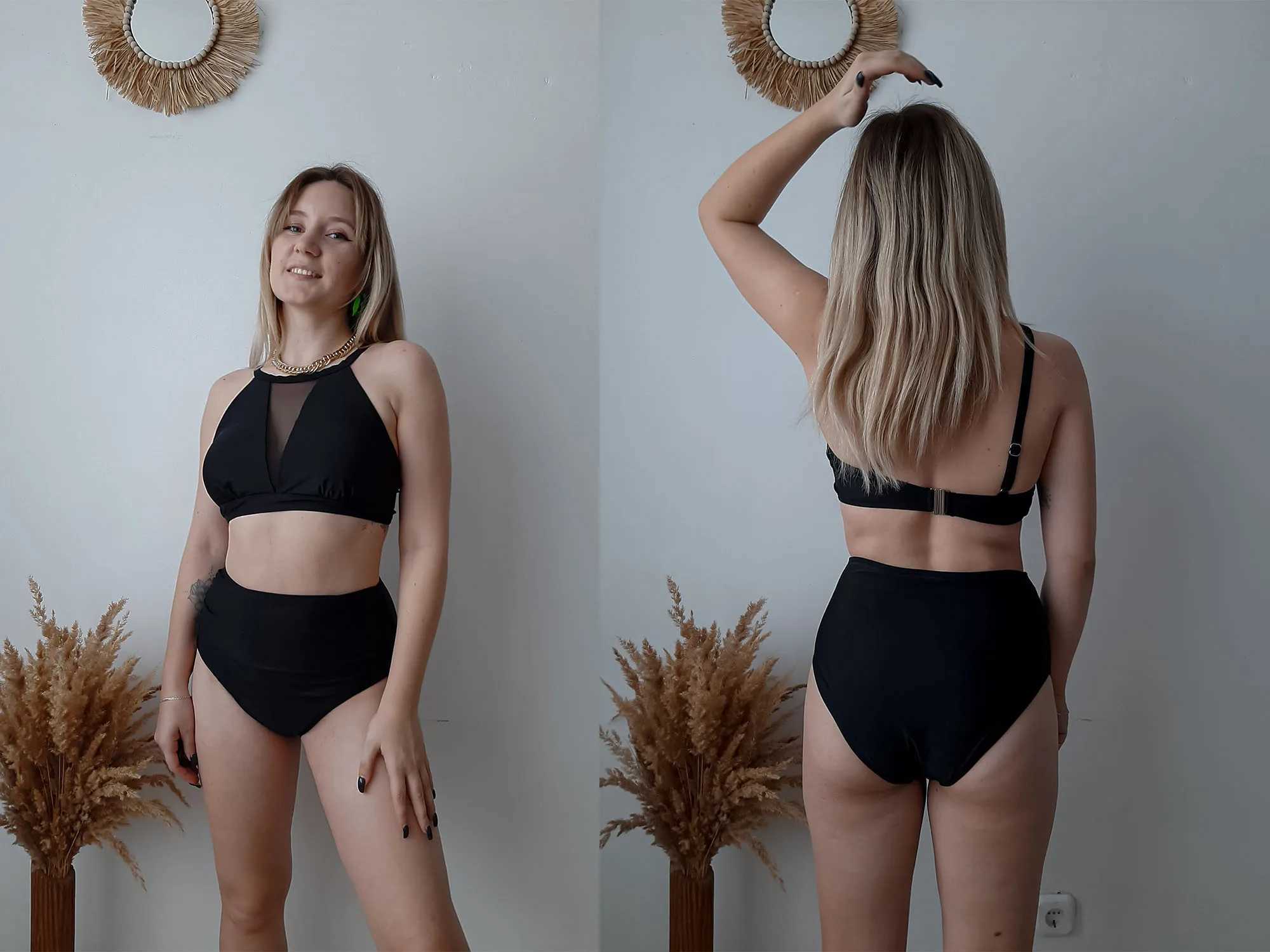 Printed high waisted bikini set womens swimsuit sexy lace top hollow two-piece swimsuit 2024 new beach swimsuit womenW241225
