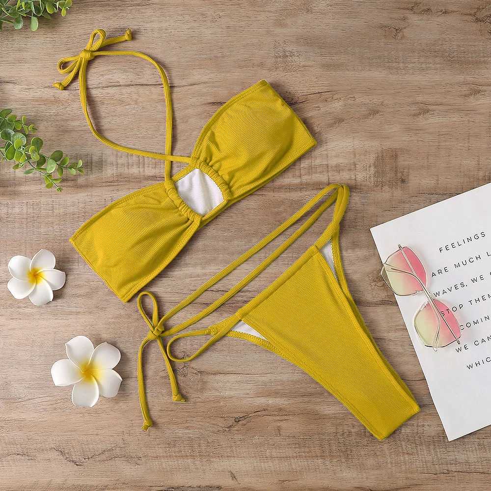 Sexy swimsuit womens 2022 new two-piece bikini womens swimsuit beach swimsuit womens split swimsuitW241225