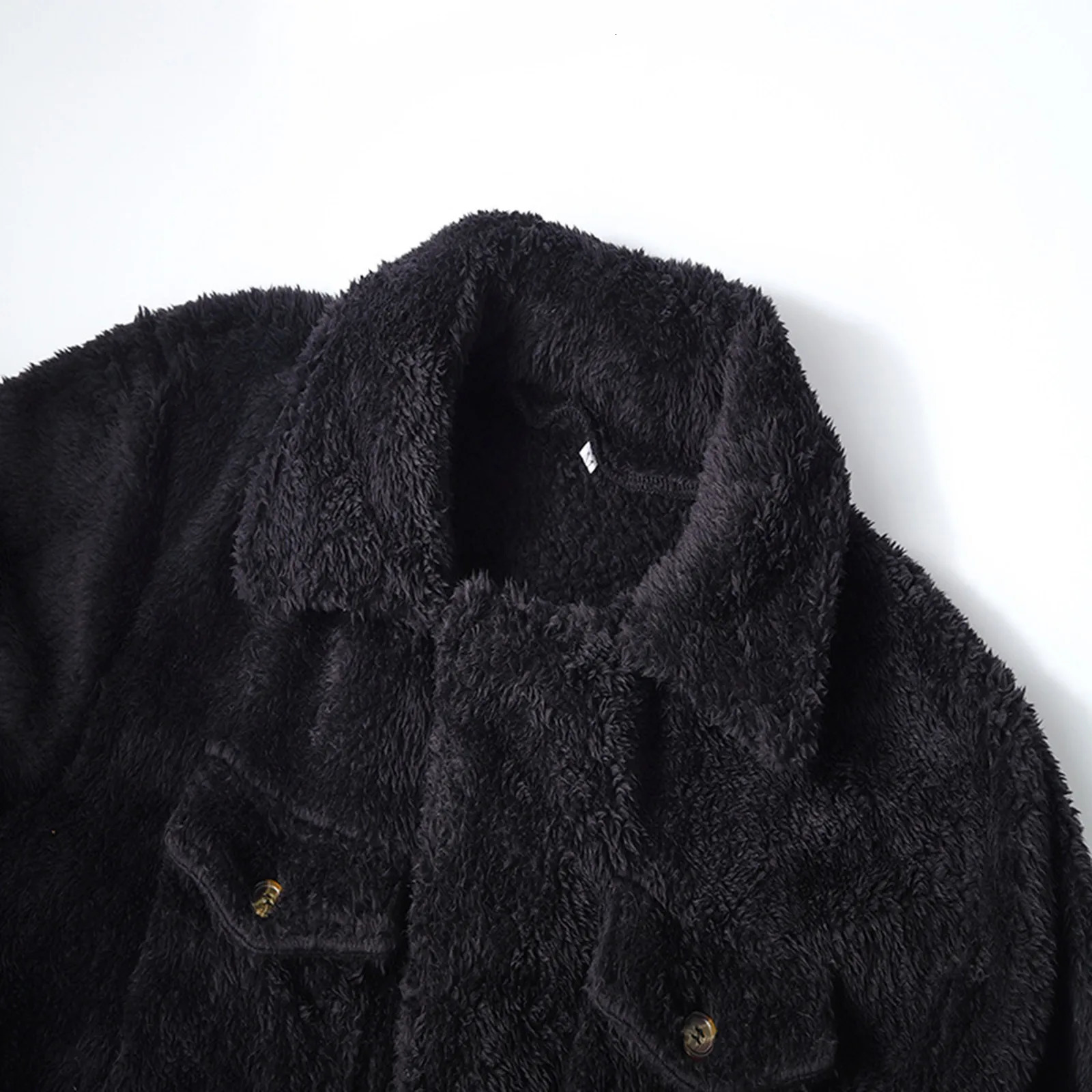 Winter Men Fluffy Fleece Thick Warm Coat Jacket Long Sleeve Hooded Plush Buttons Clre Thicken Outerwear 241225
