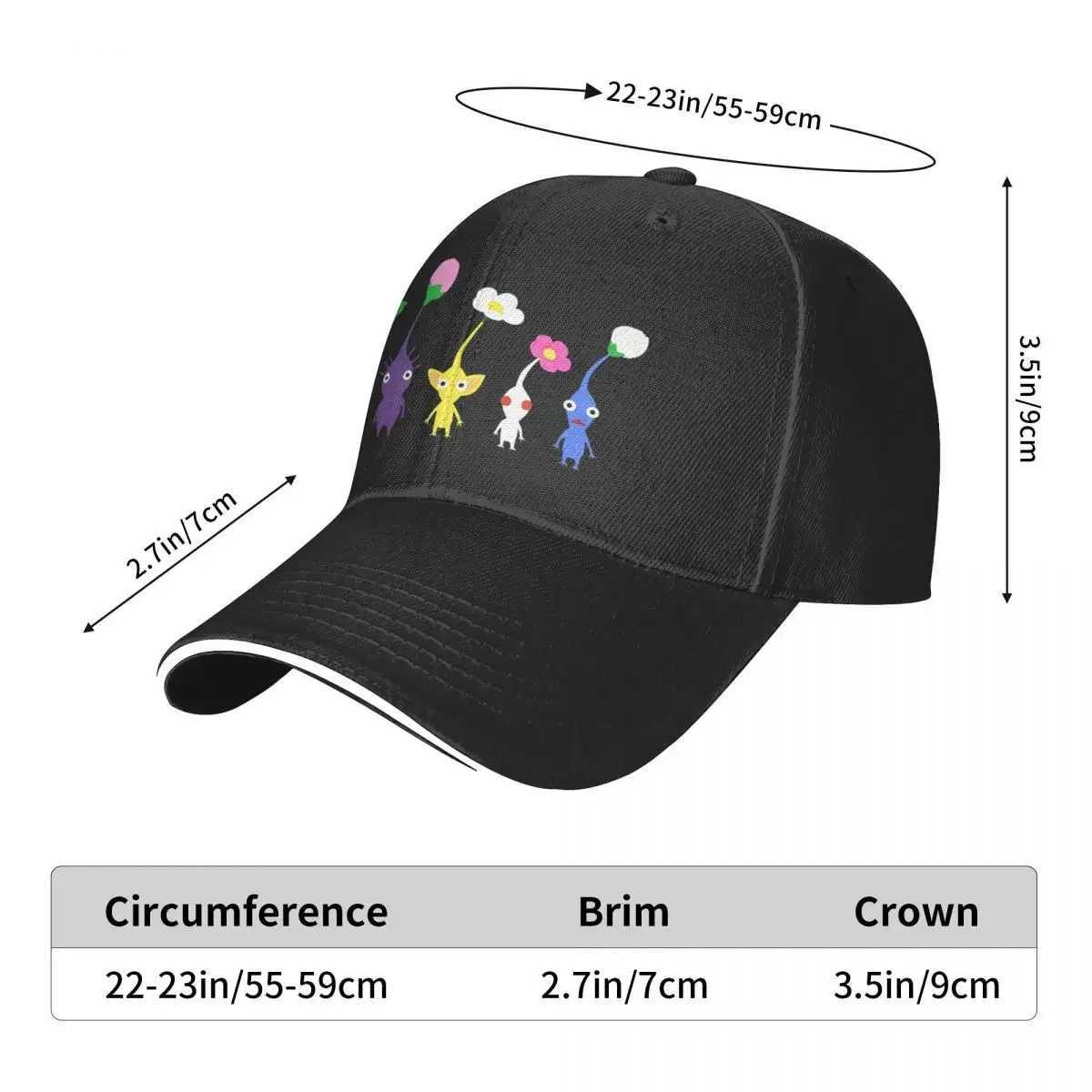 Cute pattern blue Pikmin game multi-color hat Peaked womens hat personalized Visor bicycle hat W241225