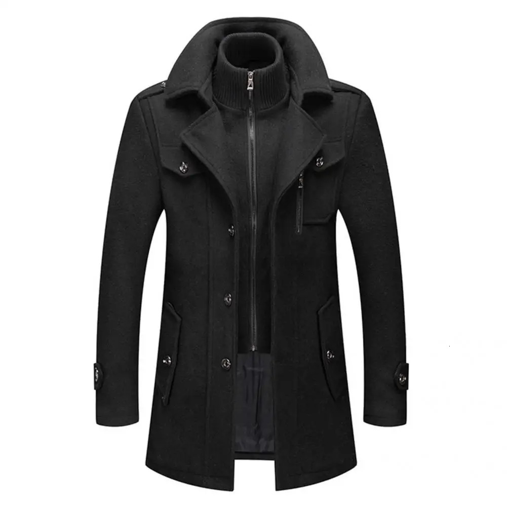 Jacket Double Collar Male All Match Zipper Buttons Coat Men for Travel 241224
