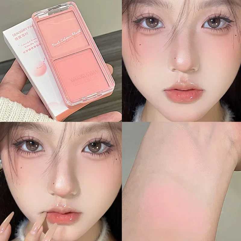 Nude Peach B Palette Face Makeup Two-color Natural Cheek Brighten Color Rendering Delicate Non-flying Powder Matte RougeXJ241225