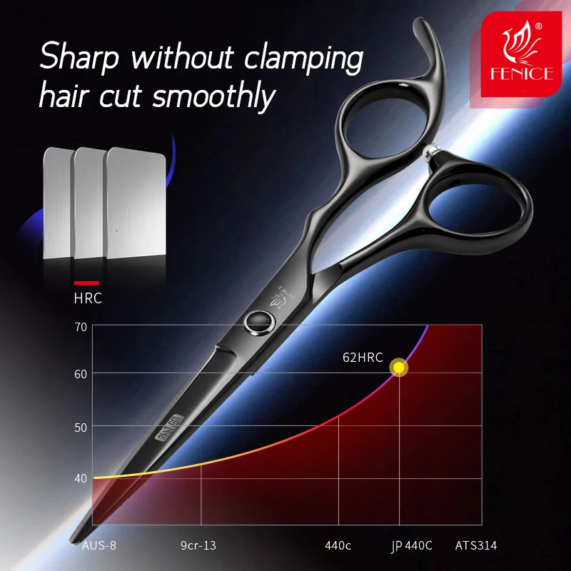 Fenice Professional 6 inch Hair Scissors Thinning Barber Cutting Hair Shears Scissor Tools Hairdressing Scissors 241225