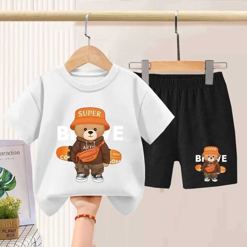 Clothing Sets Summer Baby Girls Clothes Set Cartoon Printed Short Sleeve T-shirts and Shorts 2pcs Suit for Children Boy Top Bottom TracksuitsY2412250Z