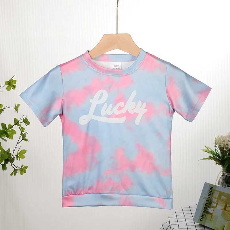 Clothing Sets Children Girls clothes Set Summer Baby Girl Tie Dye Tshirts And Knee Length Skirt 2 Pieces Suit Kid Top Bottom TracksuitsY241225UWQY
