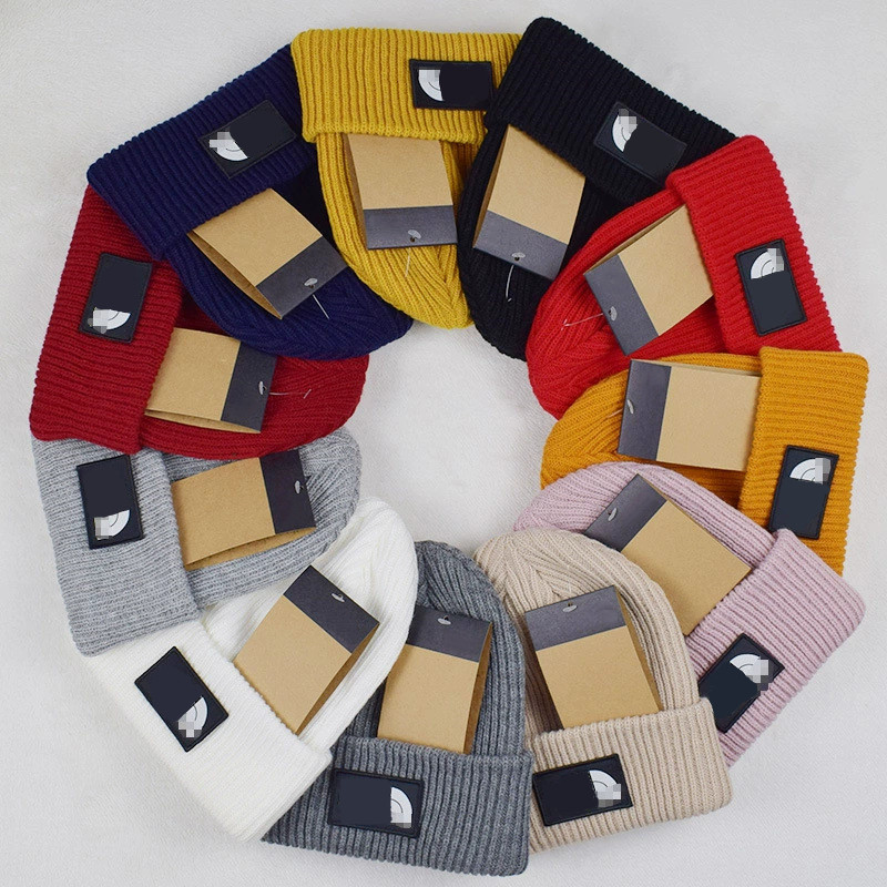 Knitted Hat North Beanie Cap Men Women Autumn Winter Warm Caps Skull Caps Casual Fitted