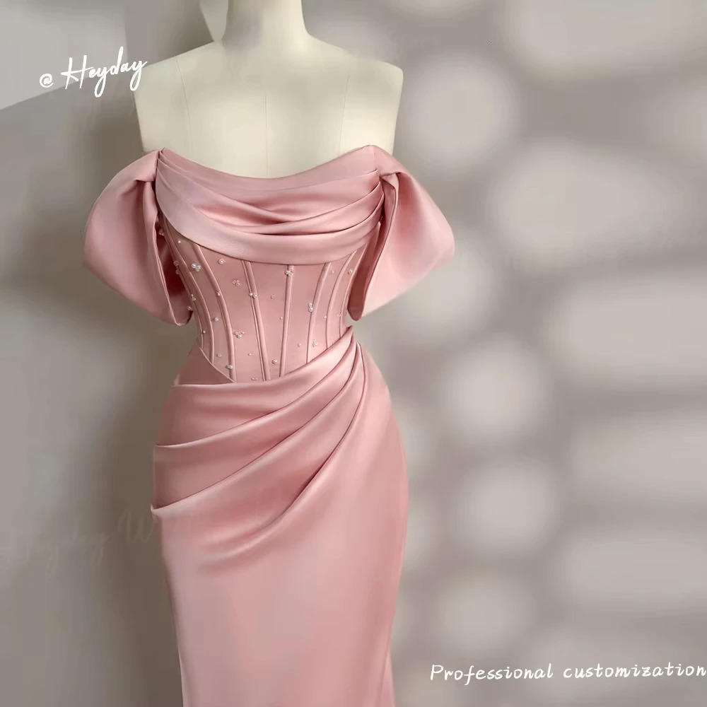 Heyday Strapless Pleat elegant prom dress fairy Floor Length Close-fitting saudi Royal wedding dress for women guest 241223