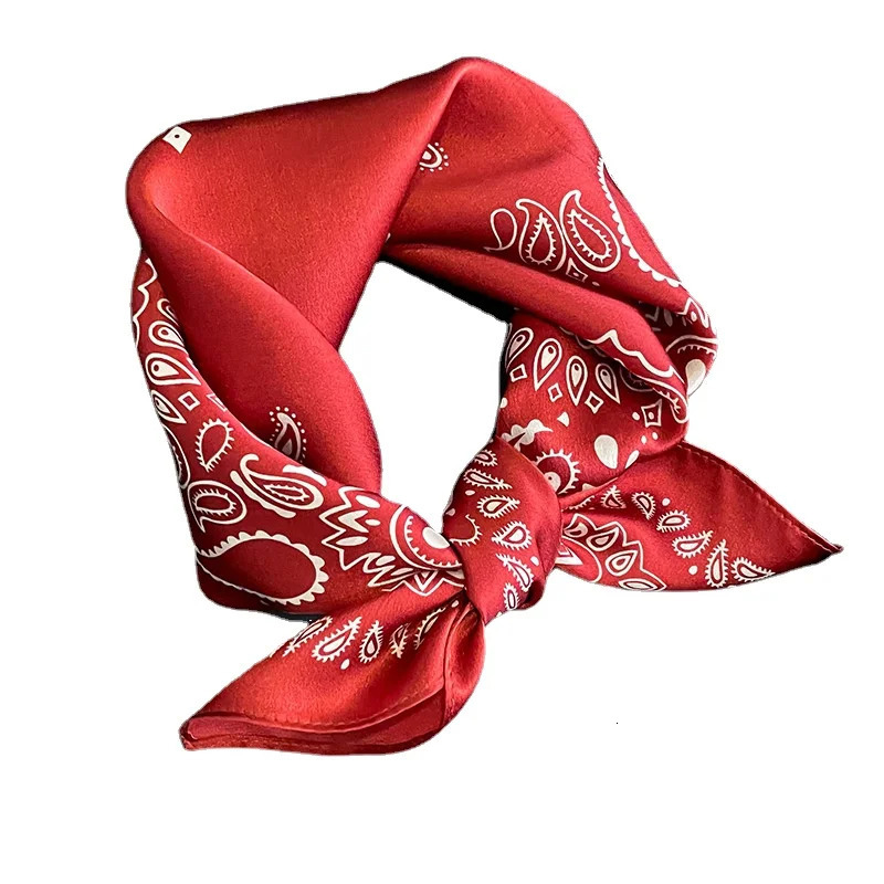 Women faux Mulberry Real Silk Scarf 53cm Hijab Kerchief Spring Autumn Neckerchief Stripped Handbag Decorate 241225