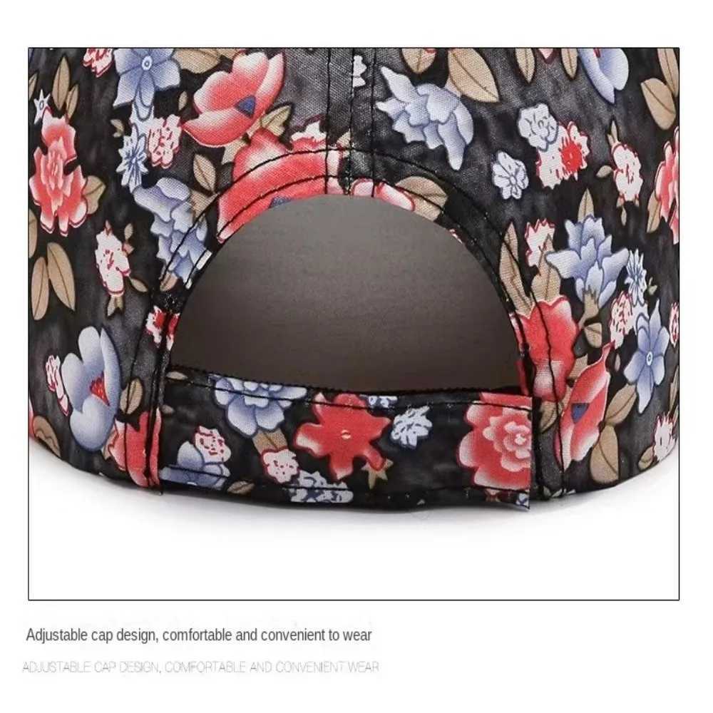 Adjustable cotton baseball cap fashionable printed breathable elegant padded cap casual retro leather cap for women W241225
