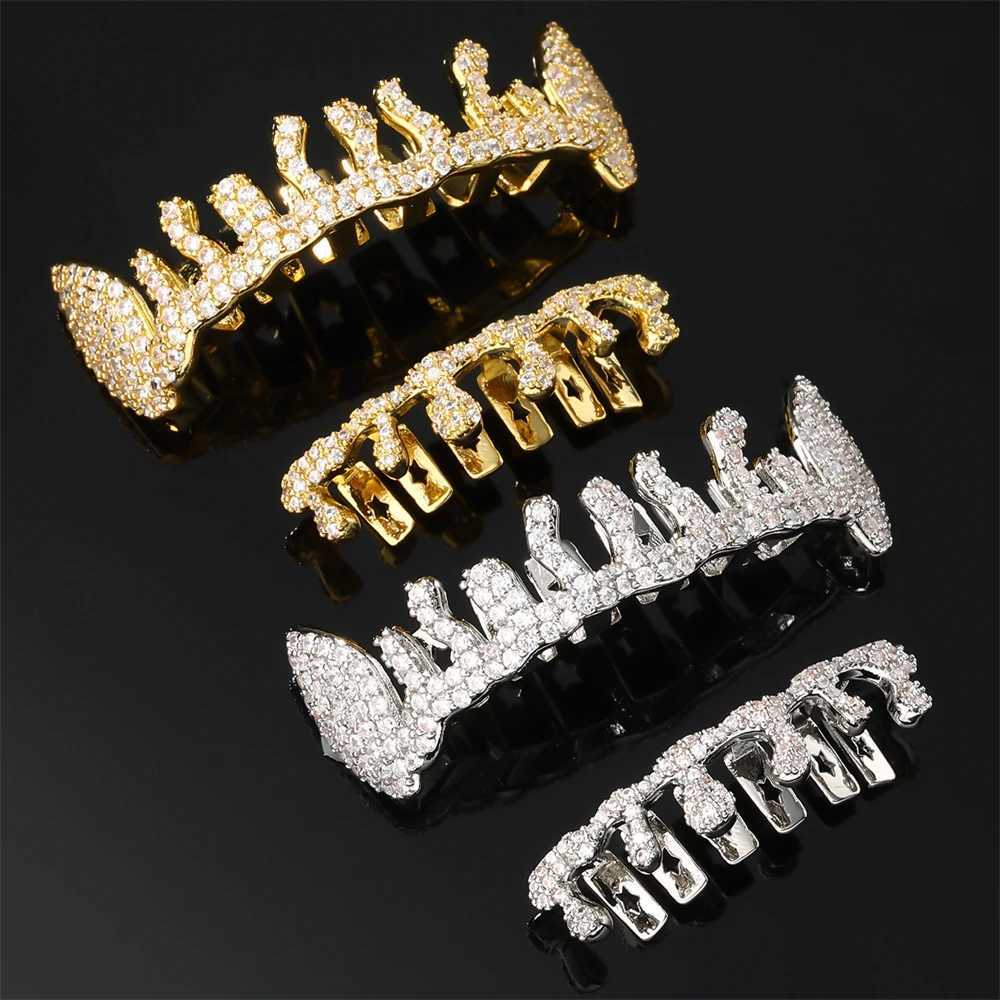 Personalized Hip Hop CZ Teeth Grillz Cs Cubic Zircon d Out Micro Pave Top Bottom Charm Grills For Men Women Jewelry CosplayXJ241225