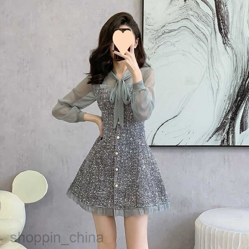 women dresses fashion style coarse floral woolen dress for autumn and winter new small and stylish, slim figure skirt