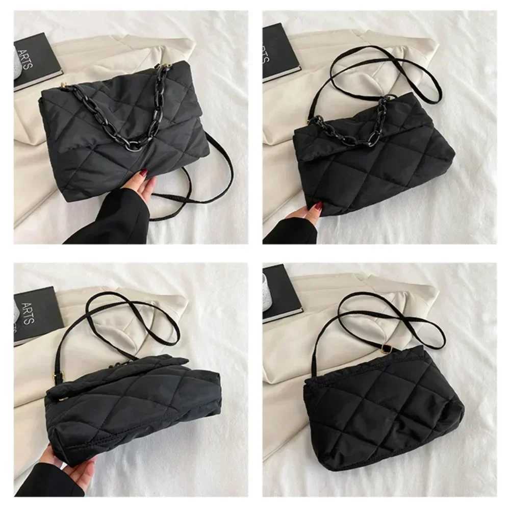Fi Versatile Winter New Women Lady Bag Rhombic Grid Chain Shoulder Strap Solid Color Premium Texture Crossbody ShoulderXJ241225