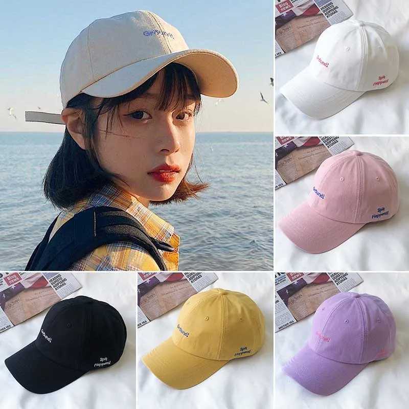Japanese Simple Baseball Hat Fashion Letter Embroidery Adjustable Womens Sun Hat Outdoor Street Clothing Spring/Summer Leather Hat W241225