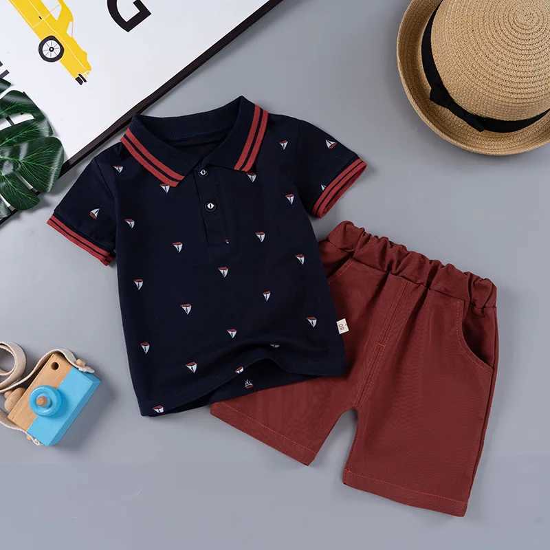 Clothing Sets Childrens Suit Summer New Fashion Baby Short-Sleeved Shorts Childrens Two-Piece Toddler Suit Short-Sleeved Boys Casual SuitY241225OX7L