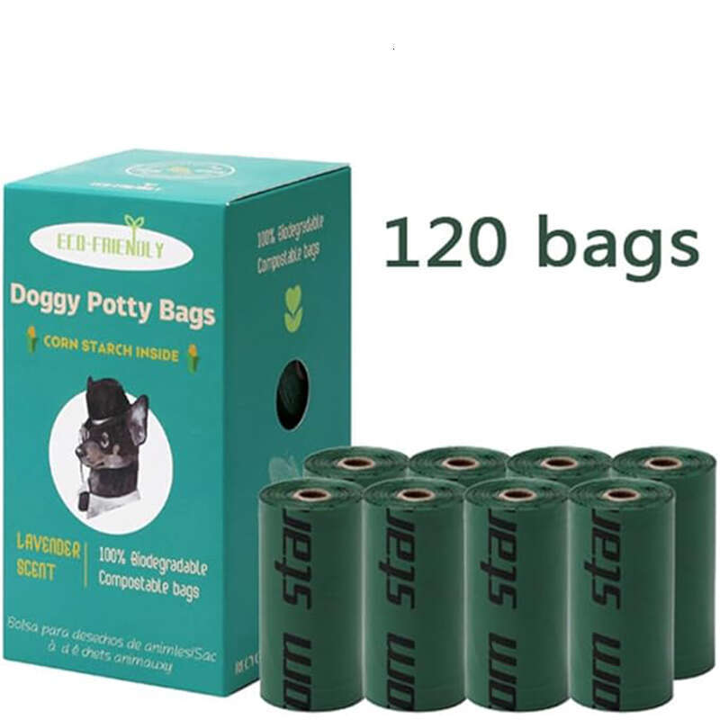 DHpet 100% Biodegradable Compostable Dog Poop Bags Guaranteed Leak Proof and Extra Thick Waste Bag For Dogs Unscented Pet Waste Bags 120 Bags 8 Pack o