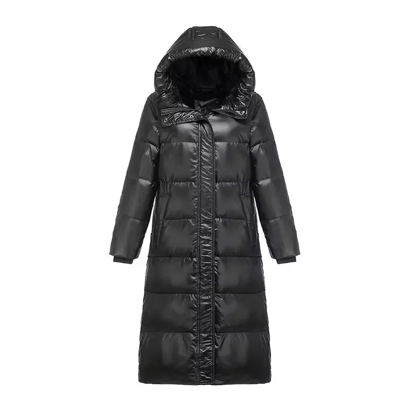 Fashion Black Long Parka Plus Size 3XL Mens Jacket 2023 Hooded Winter Coat Men Glossy Windproof Warm Outwear Streetwear 241225
