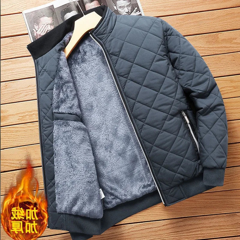 Winter Mens Fleece Jacket Stand Collar Thicken Parka Warm Down Jackets Men 2023 Korean Business Leisure Coat Baseball Coats 241225