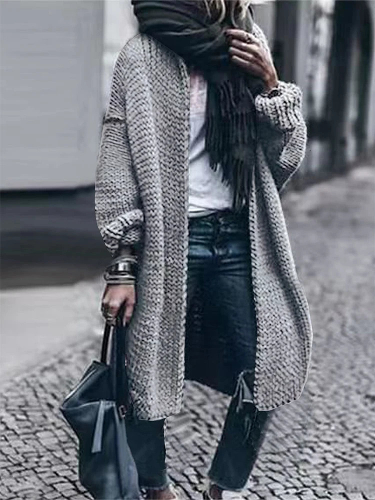 Plus Size Womens 2024 Autumn and Winter Cardigan Sweater Warm Choice Solid Colour 241225