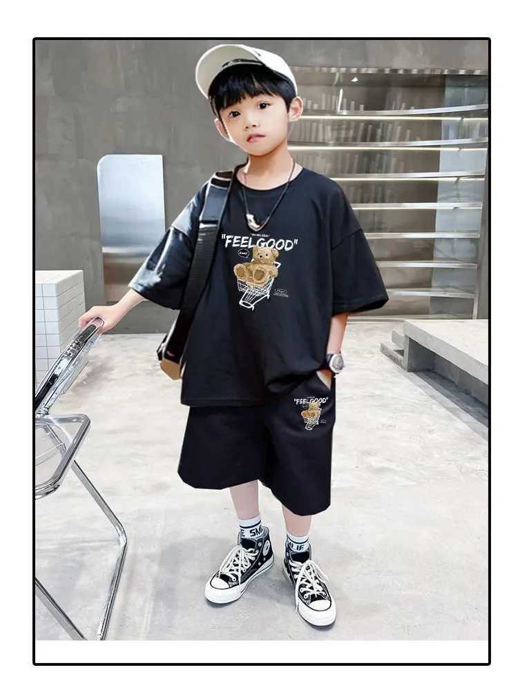 Clothing Sets Summer Baby Boy Clothe Set Children Cartoon Bear Printed Tshirts and Shorts 2 Pieces Suit Kid Top Bottom Outfits TracksuitsY2412258SXY