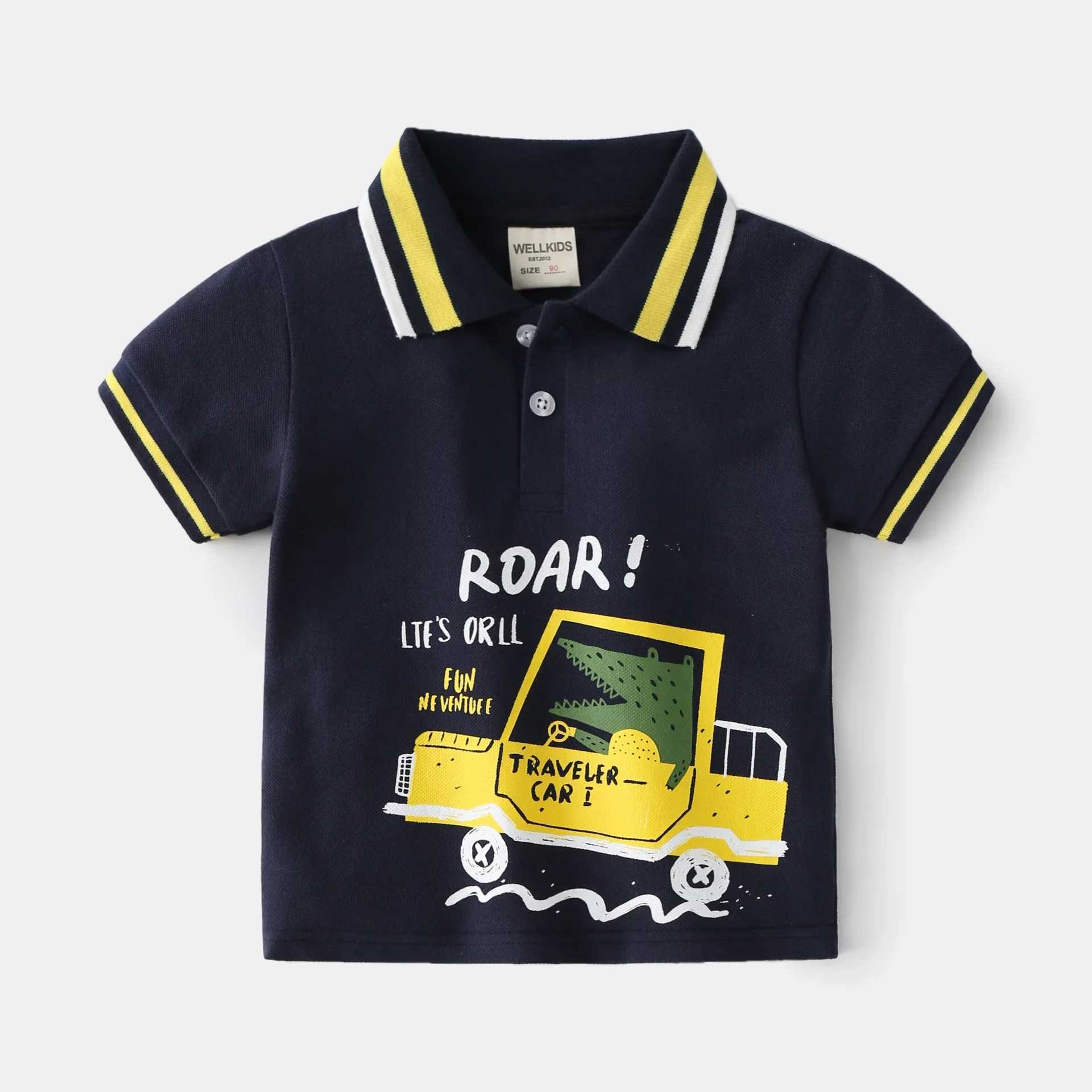 Boys Polo Shirt Short Sleeve Summer 90-130 CM Children Tops Wear Kids Tees Soft Boys Shirts Costumes 4-6YXJ241225
