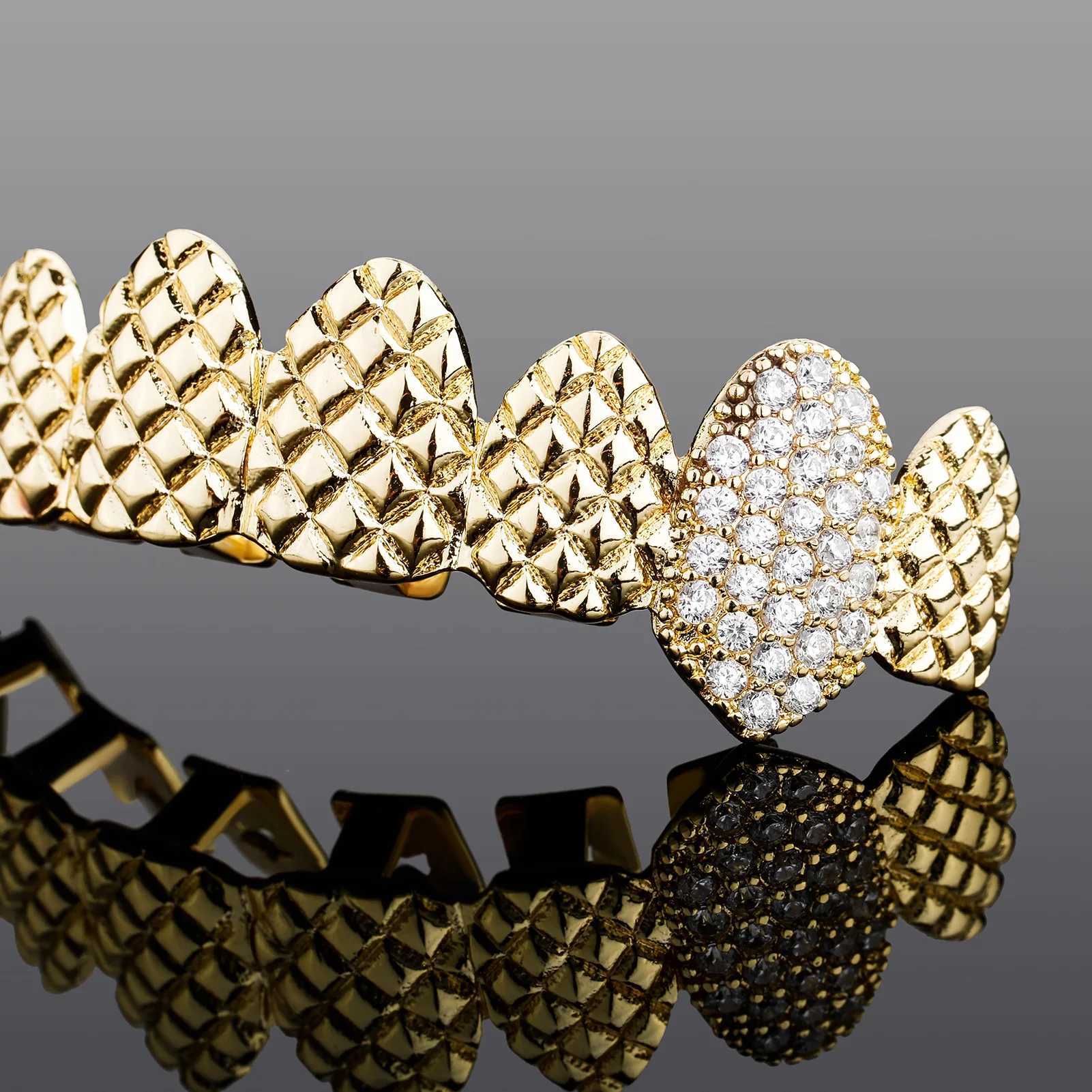 Hip Hop CZ Stones Teeth Grillz Cs Cubic Zircon d Out Micro Pave Top Bottom Charm Grills For Men Women JewelryXJ241225