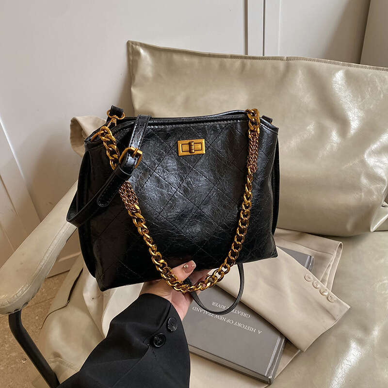 chain handbag women's light luxury single shoulder bag tote puese crossbody shoulder bags autumn winter new trendy and niche diamond grid