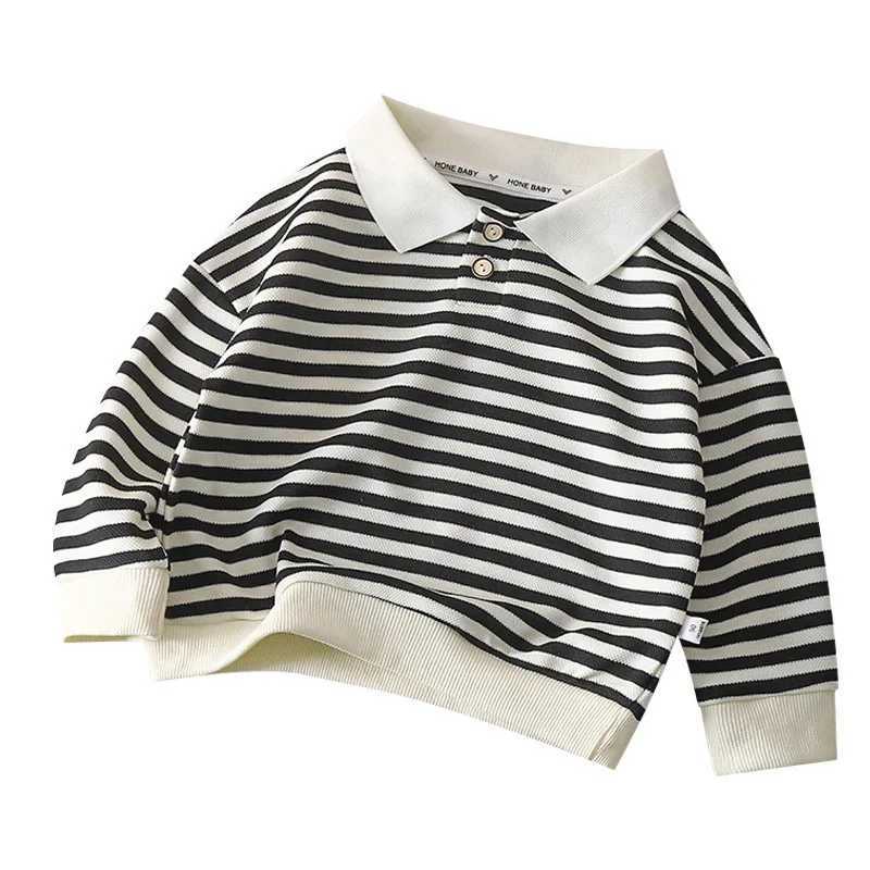 Autumn Spring Polo Shirt For 1-10Y Boys Striped Turndown Collar Kid Boys Bottoming Shirt Casual Threaded Cuffs Infant Girls TopsXJ241225
