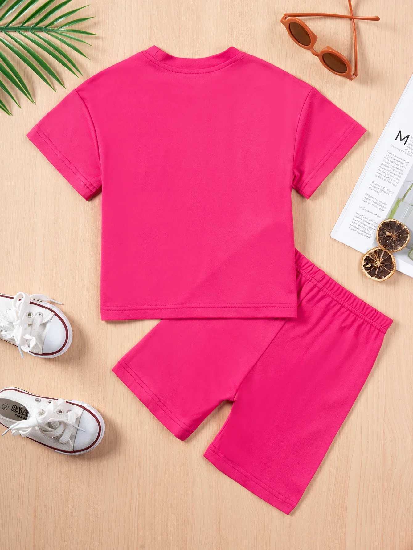 Clothing Sets Childrens Summer Casual Suit 0-5Y Girls Letter Printed Short Sleeve Suit Boys Fashion Shorts T-Shirt 2 Piece SetY24122508FE