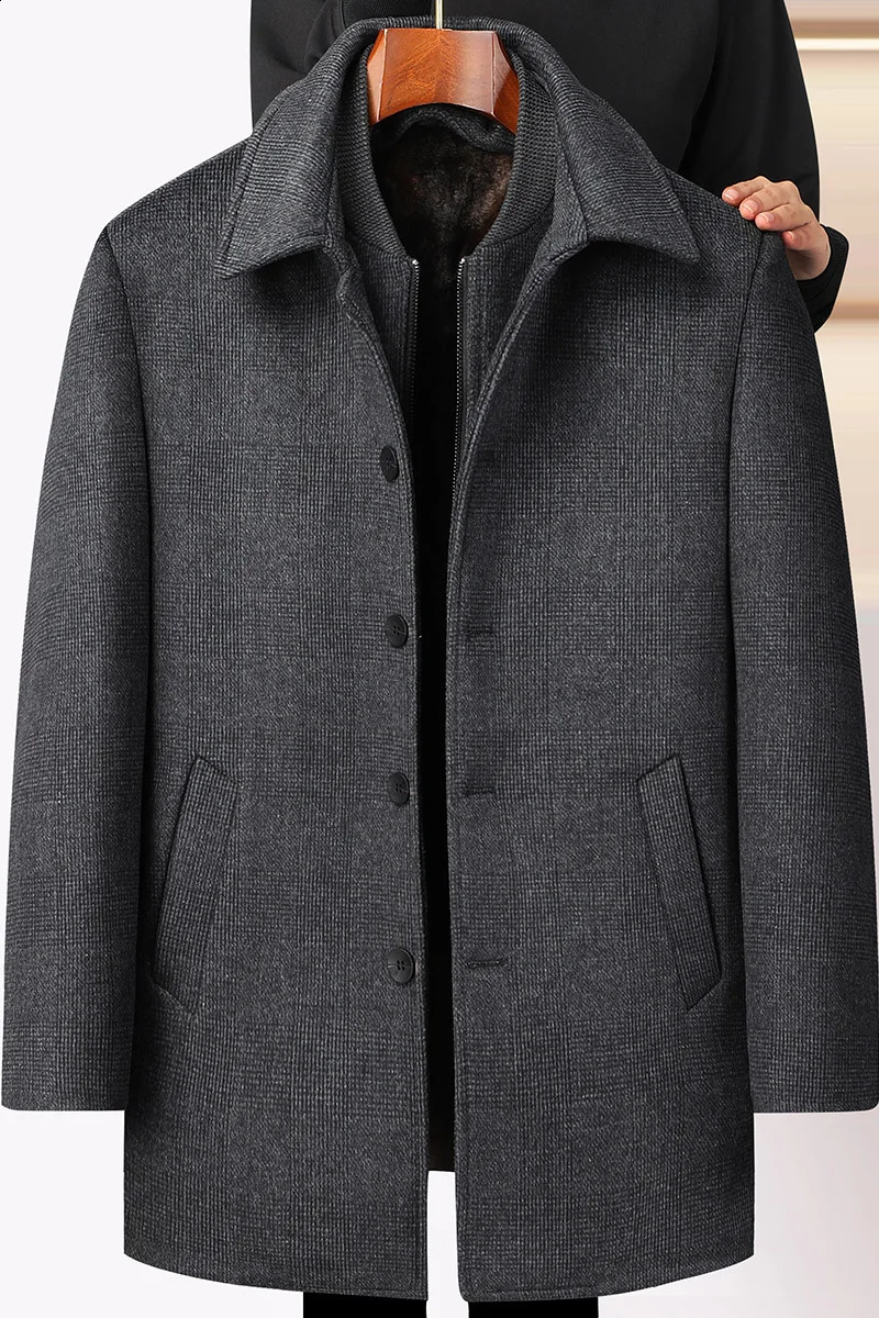 arrival winter jacket men fashion Woolen Coat Mens Casual Wool thicken warm trench coat Men Dress Jacket Size M-4XL 241223bj