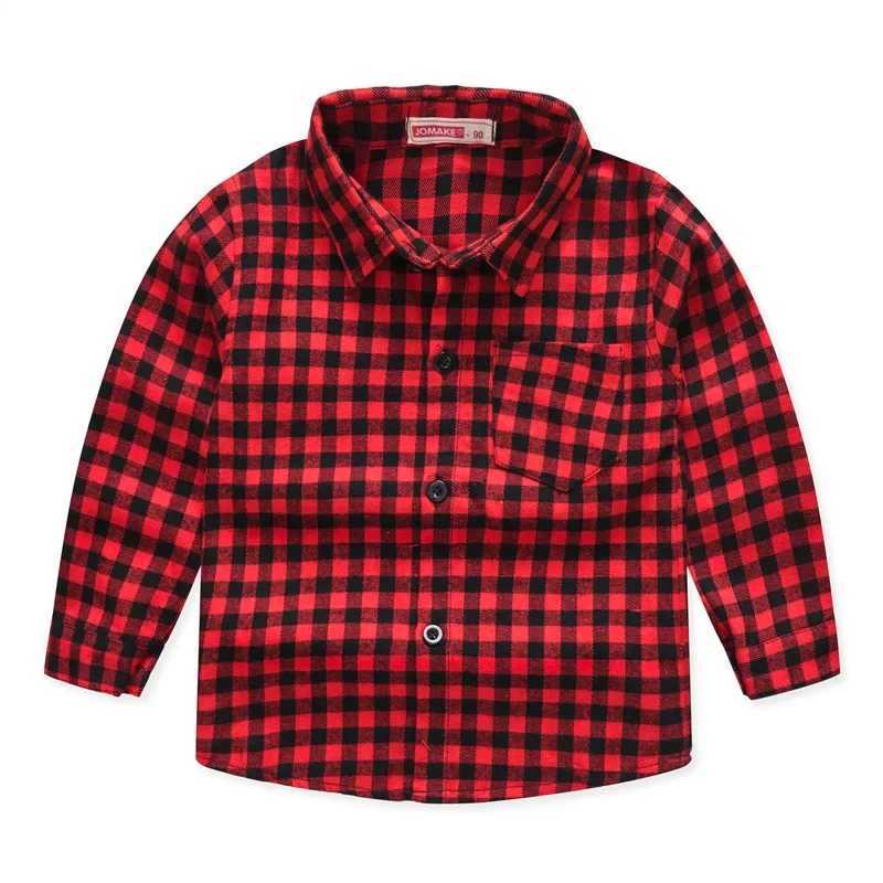 Childrens Red Plaid Shirts Kids Clothes Baby Boys Shirts Coat for Spring Autumn Girls Tops Long-Sleeve Jacket Bottom ClothingXJ241225