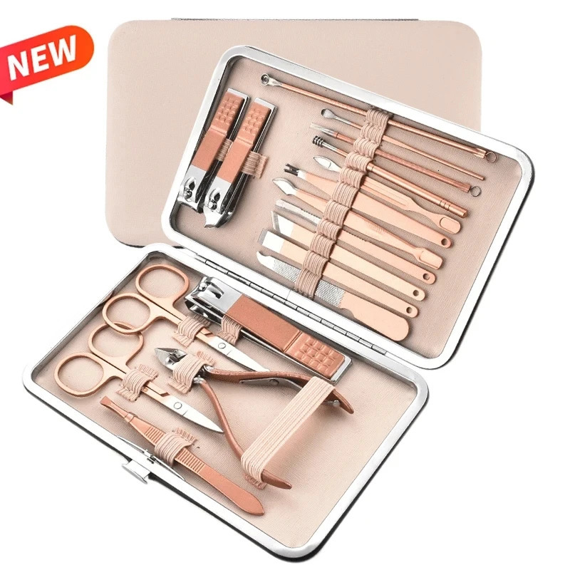 Professional Manicure Set 18 Pieces Stainless Steel Nail Scissors Pedicure Kit Nail Clippers Kit Care Tools Womens Grooming Kit 241225