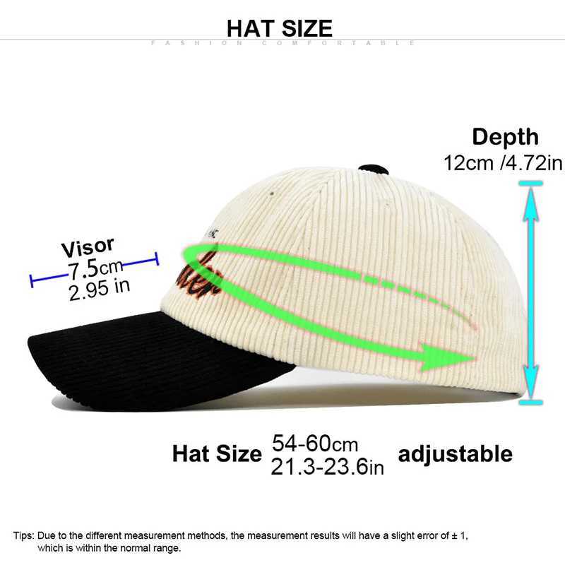 Retro Corduroy baseball cap embroidered letters spring autumn sun hat mens casual adjustable foot cap W241225