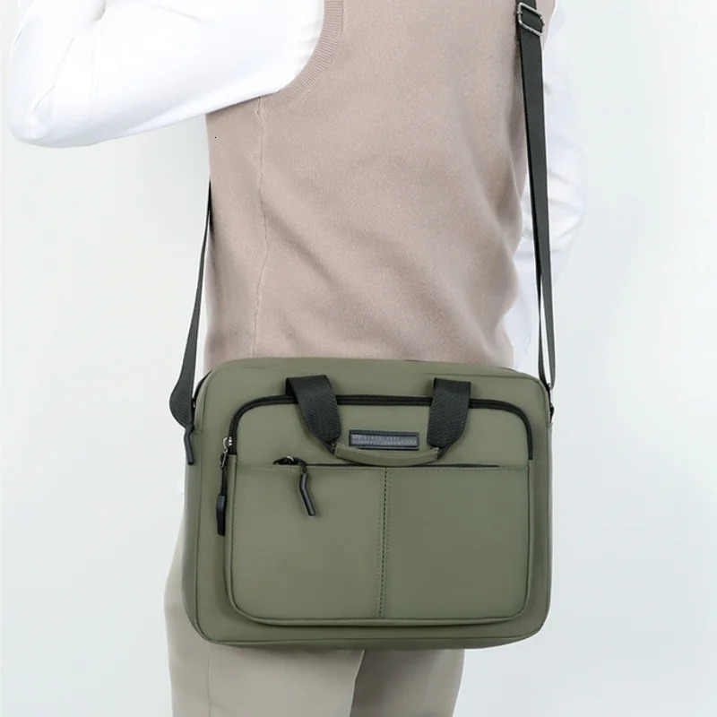 Mens Large-capacity Horizontal Shoulder Bag Messenger Bag Briefcase Multifunctional Simple A4 Book Handbag Business Bag 241225