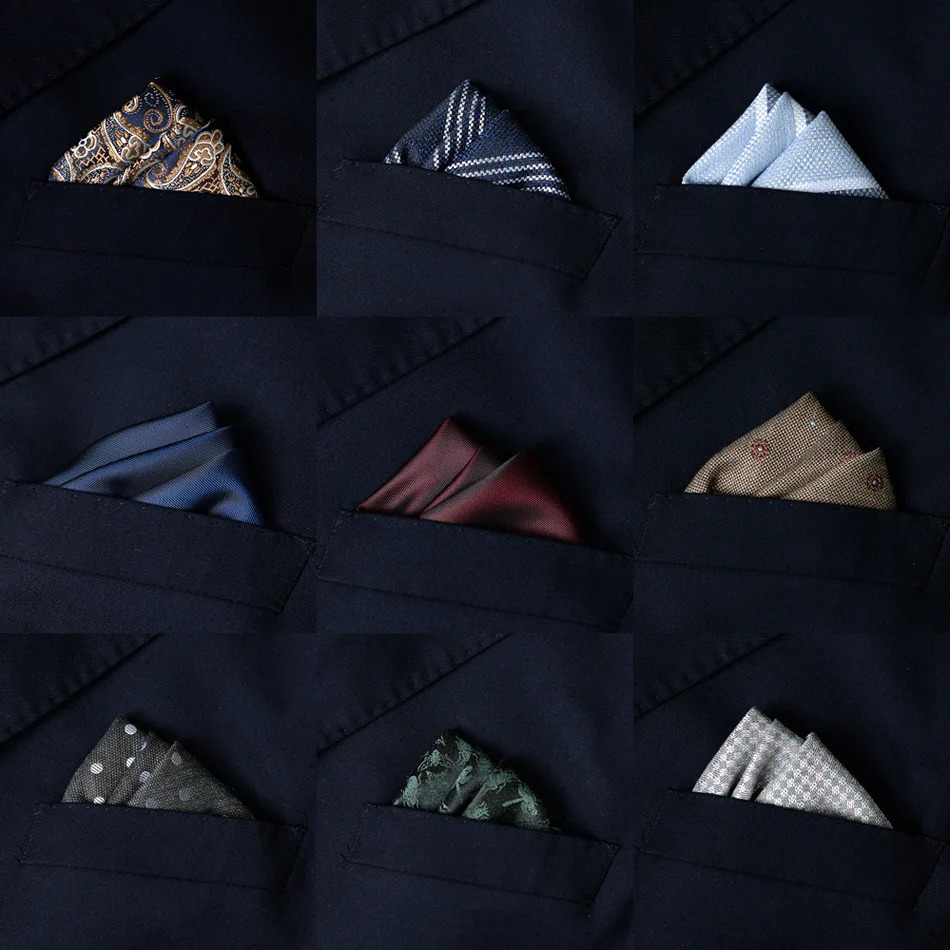 Vintage pocket square Polyester Hankerchief Fabric Hankies Mens Suit Pocket Handkerchief Pocket Square Handkerchiefs 23*23cm 241225