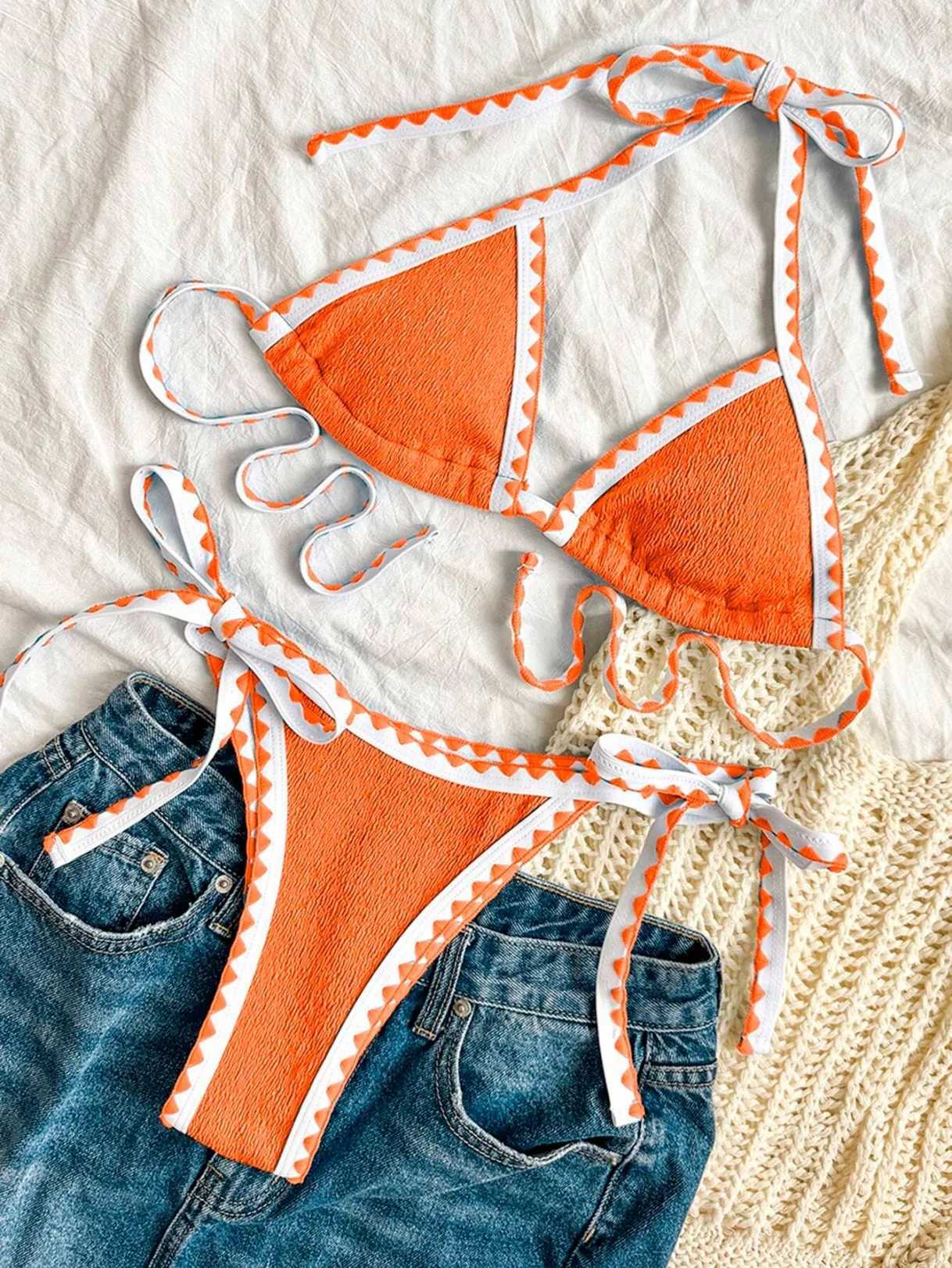 2018 suspender two-piece triangular bikini set womens swimsuit womens swimsuit bathroom swimsuit beach wear summer swimsuitW241225
