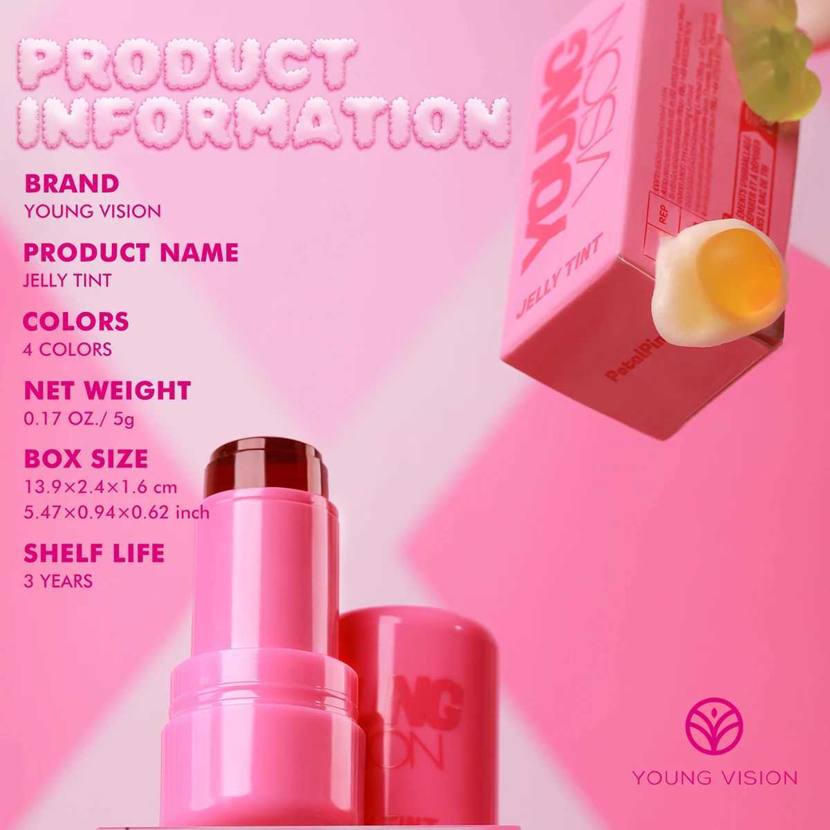 VISION Multi-Color Jelly B Stick Q Pinberry Lip Dye Stick for Lip and Cheek Natural and Easy Tinting Lip Gloss StickXJ241225