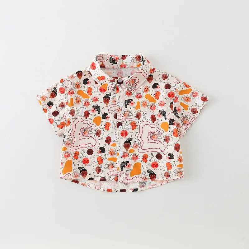 Clothing Sets Summer Boy Clothes Set Printing Short Sleeve Lapel Shirts and Shorts Suit Childrens Boys Top and Bottom Fashion Beach ClothingY241225X3F