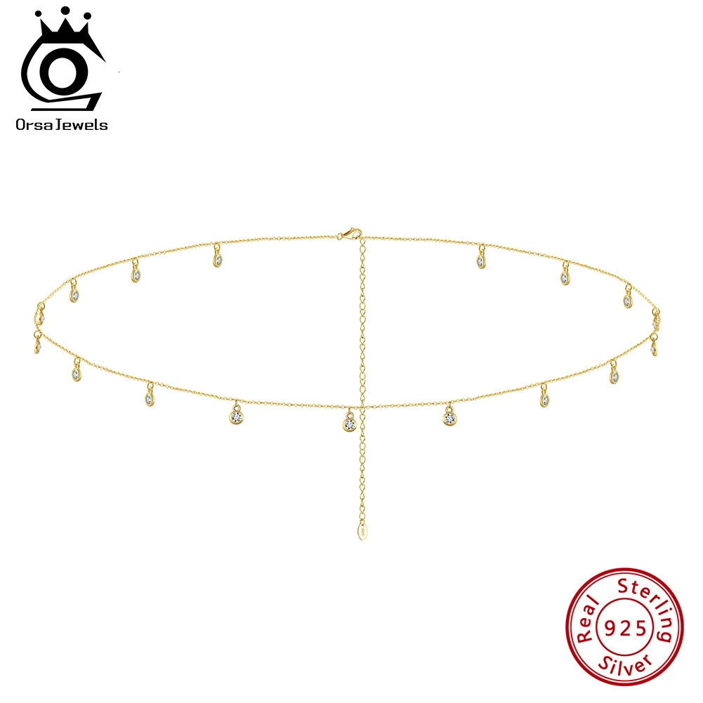 ORSA JEWELS Vintage 925 Silver Round CZ Waist Chain for Women Summer Beach Bikinis Fashion Body Chain Festival Accessories CW01 241225