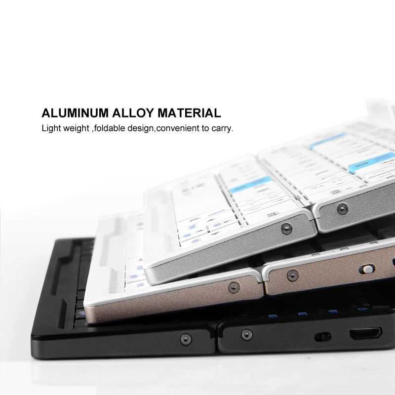 Jomaa Foldable etooth Keyboard Rechargeable Keyboard Mini Folding Wireless Keyboard Aluminum Keypad With Stand For PhoneXJ241225