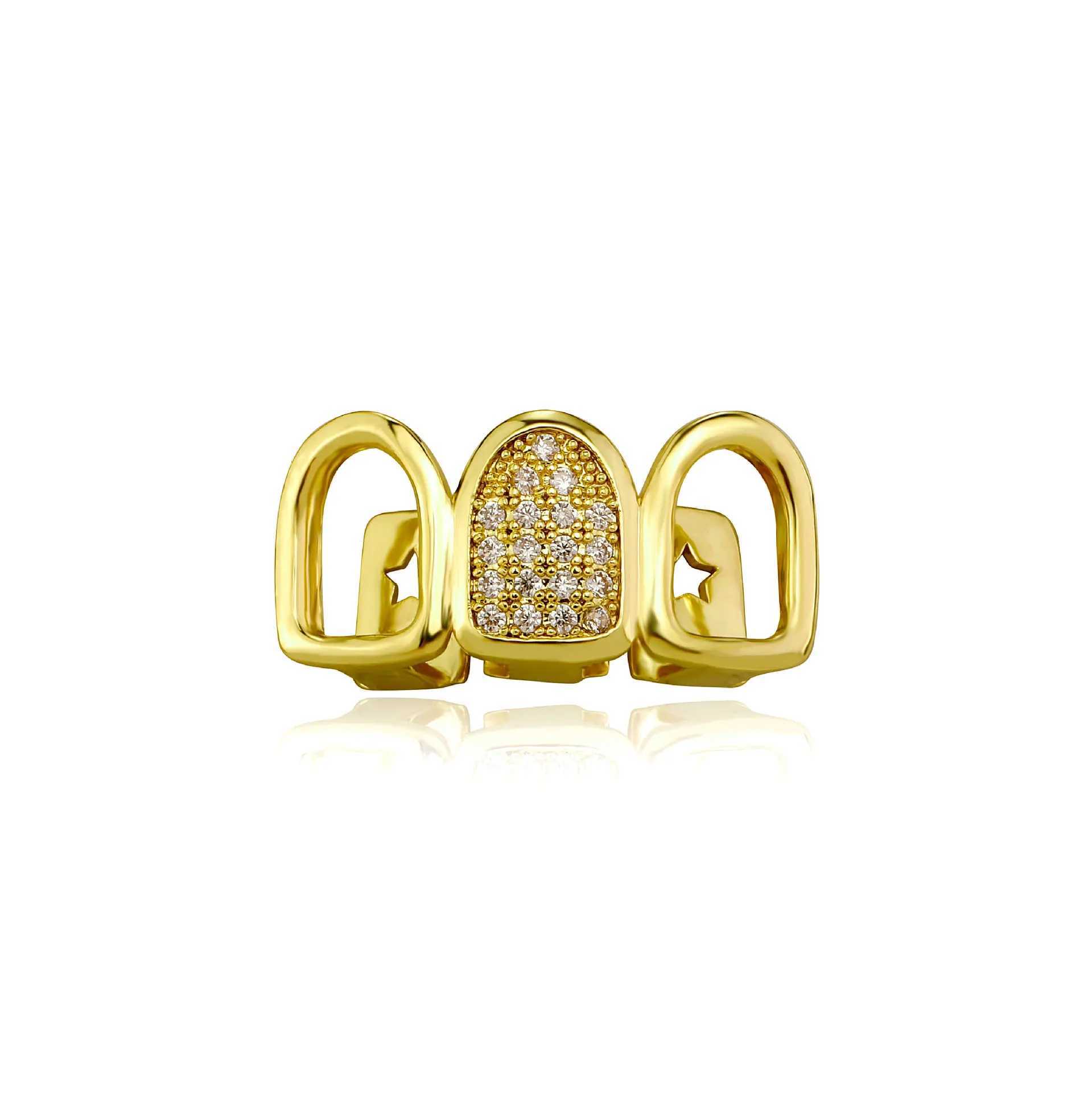 Hip Hop CZ Teeth Grillz Men Women Gold Silver Color Single Tooth Grillz C Dental Grill Punk Rper Teeth C Halloween CosplayXJ241225
